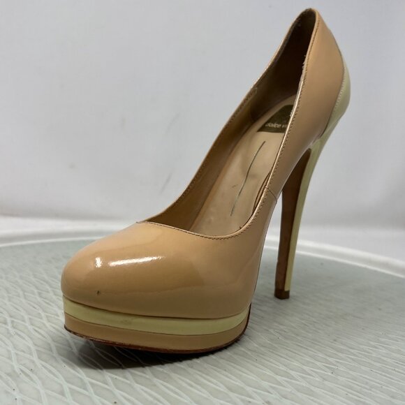Dolce Vita Dorothy Nude Patent Pumps Platform Slip On Round Toe Formal Women's 7 - Picture 4 of 10